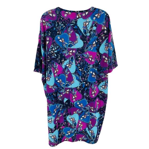 LuLaRoe Purple Aqua Nightmare Before Christmas Halloween Rare Short Sleeve Top M - Picture 2 of 8